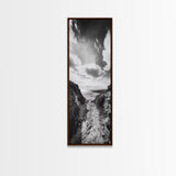 Cliffside Horizon, Beach Escape, Black and White Nature, Framed Canvas Print, Coastal Wall Art, Entryway Decor, Minimalist Aesthetic