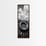 Tidepool Relic, Seaside Ruins, Moody Beach Scene, Framed Canvas Print, Coastal Bathroom Art, Ocean Inspired Decor, Surreal Photography