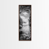Sea Cave View, Ocean Opening, Rugged Rock Passage, Framed Canvas Print, Coastal Wall Art, Adventure Decor, Modern Rustic Style