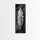 Ancient Arrowhead, Primitive Stone, Monochrome Artifact, Framed Canvas Print, Masculine Office Art, Boho Study Decor, Earthy Design