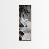 Island View, Palm Shoreline, Tropical Escape, Framed Canvas Print, Beach House Wall Art, Coastal Summer Decor, Zen Ocean Aesthetic
