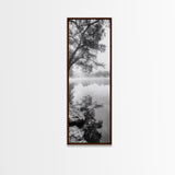 Misty Lake, Tree Reflection, Tranquil Morning, Framed Canvas Print, Bedroom Wall Art, Serene Nature Photography, Minimalist Art Style