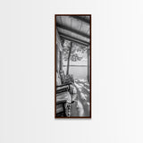 Lake Porch View, Rustic Charm, Cabin Vibes, Relaxing Nature Scene, Framed Canvas Print, Farmhouse Decor, Cozy Living Room Wall Art, Lakehouse Art