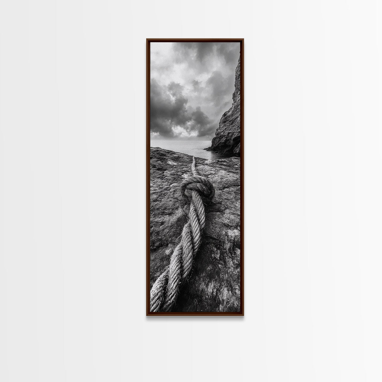 Nautical Rope, Coastal Texture, Ocean Cliff Mood, Seaside Minimal, Framed Canvas Print, Nautical Wall Art, Modern Rustic Bathroom Decor