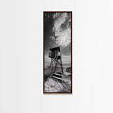 Lifeguard Tower, Beach Vibes, Ocean Escape, Dramatic Sky, Framed Canvas Print, Surf Shack Decor, Coastal Bedroom Wall Art, Minimal Beach Art