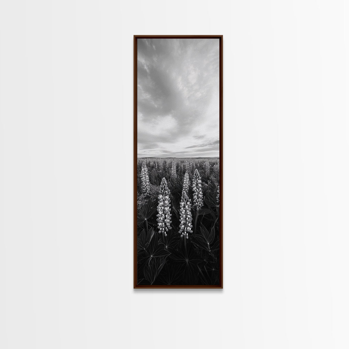 Lupine Field, Blooming Flowers, Meadow Horizon, Framed Canvas Print, Botanical Wall Art, Bedroom Decor, Nature-Inspired, Boho Floral Art