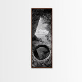 Ocean Cave, Coastal View, Natural Tide Pool, Canvas Print, Bathroom Wall Art, Seaside Decor, Minimalist Landscape, Black and White Art