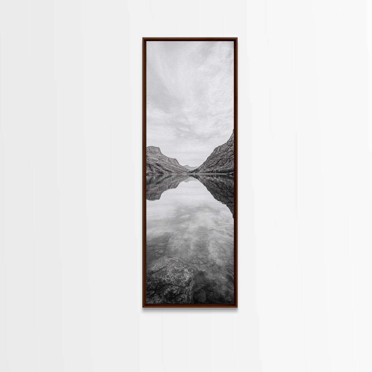 Mountain Lake, Glassy Water, Serene Reflection, Canvas Print, Bedroom Wall Art, Nature Photography, Minimalist Decor, Tranquil Vibe