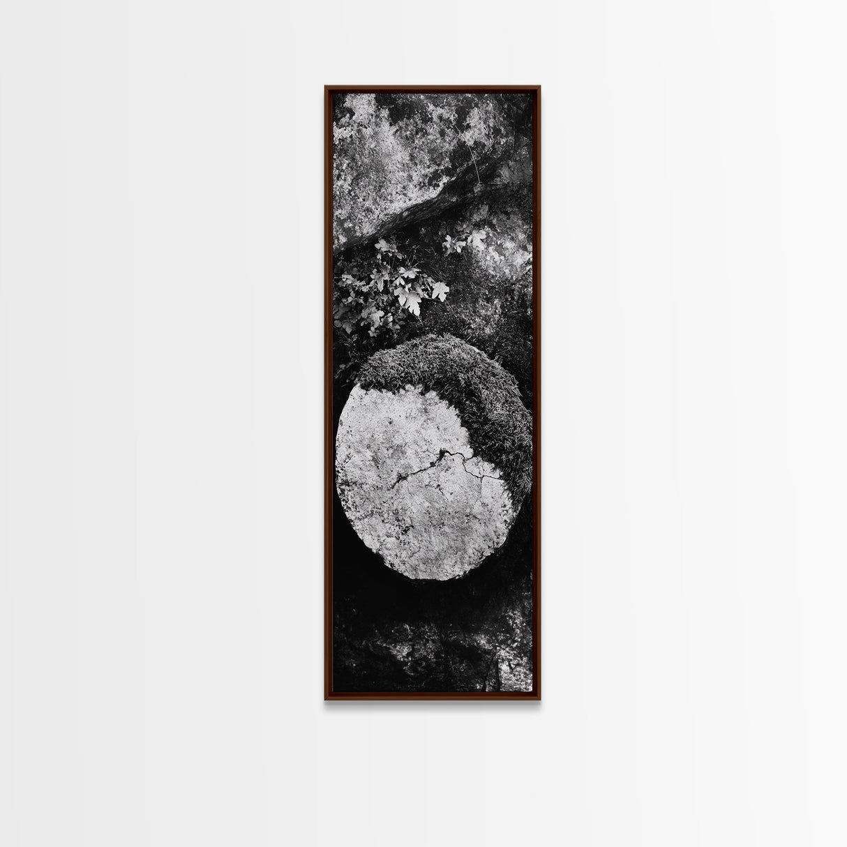 Zen Circle Stone, Forest Texture, Nature Balance, Canvas Print, Rustic Bathroom Decor, Earthy Wall Art, Minimalist Natural Style