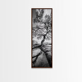 Wisdom Oak Tree, Forest Roots, Ancient Energy, Framed Canvas Print, Rustic Living Room Wall Art, Nature Inspired, Boho Woodland Art