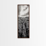 Lava Rock Path, Ocean Texture, Earth Flow, Framed Canvas Print, Coastal Bathroom Decor, Minimalist Natural Art, Moody Landscape Print