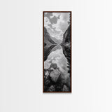 Reflective Lake, Cloud Mirror, Mountain Calm, Canvas Print, Serene Bedroom Wall Art, Nature Tranquility, Scandinavian Landscape Style