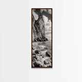 Coastal Cliffside, Seaside Rock Wall, Ocean Wilderness, Canvas Print, Rustic Beach House Art, Adventure Decor, Nature Photography