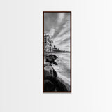 Coastal Resort Scene, Waves Rocks Hotel, Tropical Vacation Art, Beach House Wall Decor, Canvas Print, Living Room Style, Coastal Minimalist