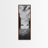 Seaside Cliffs, Ocean Gateway, Tranquil Cove, Framed Canvas Print, Nautical Wall Art, Modern Coastal Decor, Neutral Beach Style
