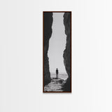 Lone Cowboy, Cliff View, Western Vibes, Silhouette Minimalist, Framed Canvas Print, Farmhouse Wall Art, Masculine Desert Decor