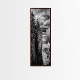 Cliff Coastline, Moody Ocean, Pine Trees, Dramatic Nature Scene, Canvas Print, Cabin Wall Art, Fall Coastal Photography, Rustic Decor
