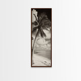 Tropical Palm Tree, Seaside Tranquility, Island Breeze, Framed Canvas Print, Bathroom Wall Art, Boho Beach Decor, Coastal Vibes