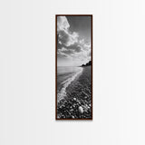Pebble Beach, Gentle Waves, Coastal Calm, Framed Canvas Print, Minimalist Bathroom Wall Art, Nature Texture Decor, Seaside Zen, Office Wall Art