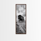 Covered Wagon Trail, Old West Scene, Vintage Rustic Art, Homestead Vibe, Framed Canvas Print, Farmhouse or Office Wall Art, Boho Bedroom