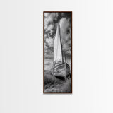 Weathered Sailboat Scene, Coastal Rustic Charm, Seafaring Wall Decor, Framed Canvas Print, Nautical Bathroom or Hallway Art, Ocean Decor