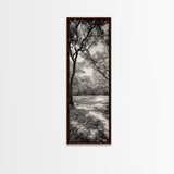 Autumn Forest Light, Peaceful Woodland Canopy, Fall Vibes Scene, Framed Canvas Print, Cozy Living Room Art, Entryway Wall Art