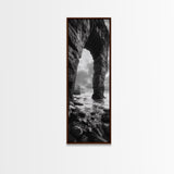 Sea Arch, Coastal Rocks, Ocean Waves, Dramatic Sky, Framed Canvas Print, Coastal Wall Art, Minimalist Beach House Decor, Bedroom Artwork
