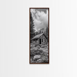 Rustic Cabin, Mountain Retreat, Forest Escape, Framed Canvas Print, Fall Nature Art, Cozy Lodge Decor, Bedroom or Den Wall Piece