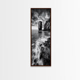 Seaside Cliff, Wild Waters, Rock Formation, Canvas Print, Coastal Landscape Art, Living Room or Office Decor, Moody Ocean Aesthetic