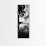 Reflections, Tranquil Shore, Tree Silhouette, Canvas Print, Zen Minimalist Decor, Beach Meditation Space or Spa Wall Art, Minimalist Decor