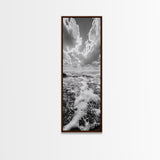 Sparkling Ocean, Cloud Horizon, Sea Breeze, Framed Canvas Print, Bright Coastal Art, Bathroom or Living Room Summer Vibe Wall Decor