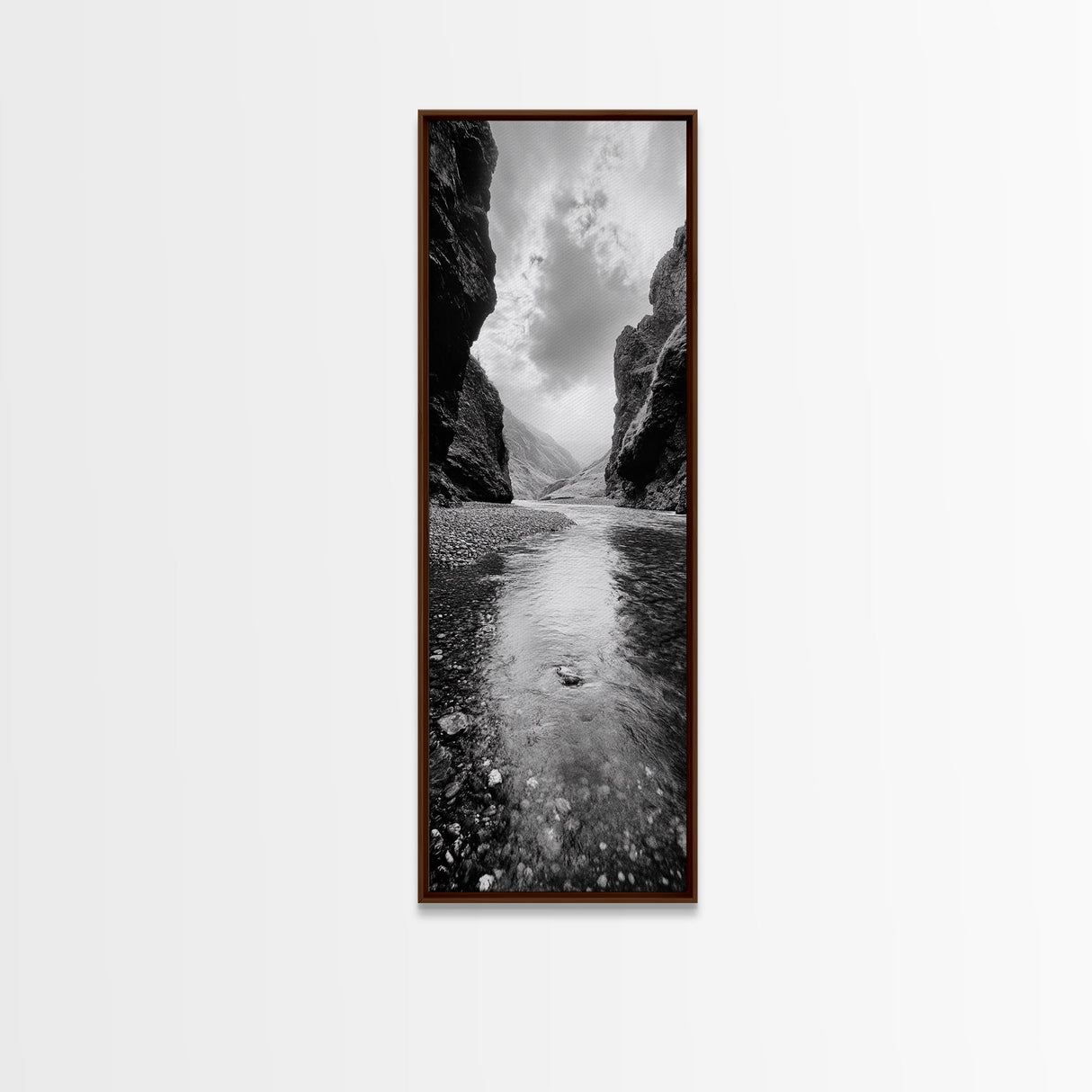 Mountain Valley, Serene Stream, Canyon Light, Framed Canvas Print, Peaceful Nature Scene, Bedroom or Study Minimalist Wall Decor