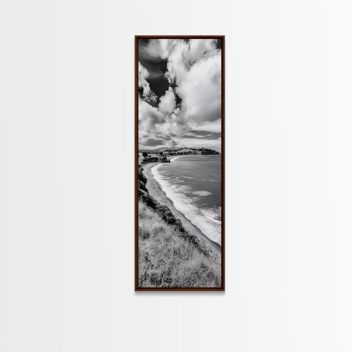 Seaside Cliffs, Rolling Hills, Dramatic Clouds, Framed Canvas Print, Country Landscape Art, Living Room Wall Art, Modern Rustic Decor