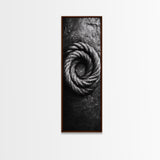 Nautical Rope Closeup, Industrial Texture, Abstract Rustic, Framed Canvas Print, Office Wall Art, Monochrome Art, Modern Nautical Decor