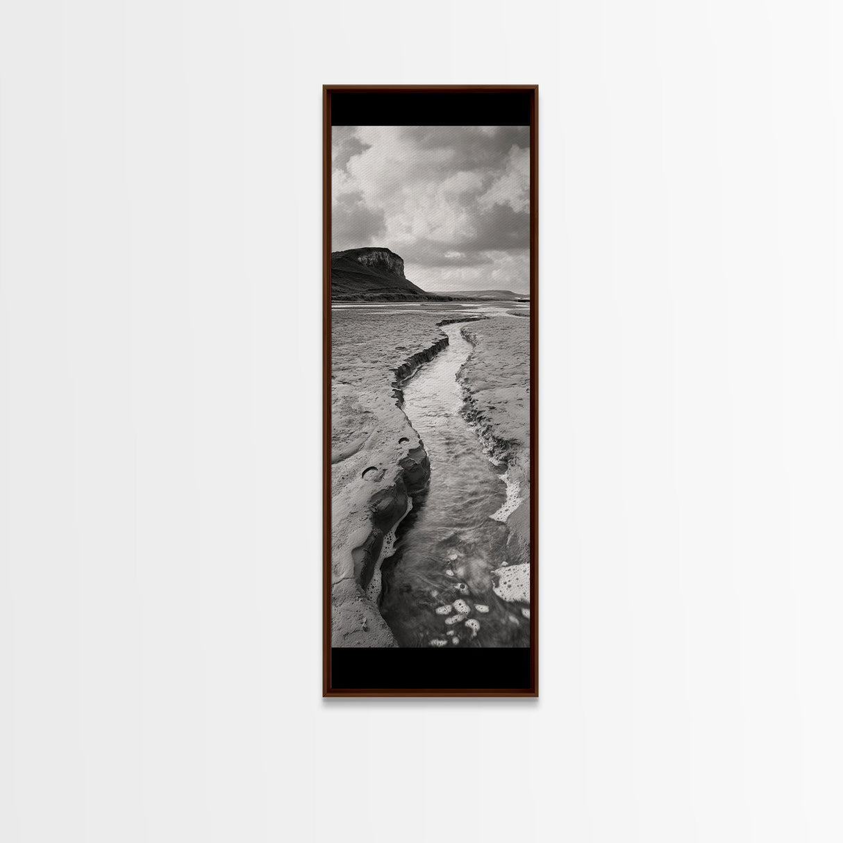 River Path Art, Coastal Landscape Decor, Nature Scene Wall Art, Minimalist Earth Tones, Framed Canvas Print, Beach House Vibe
