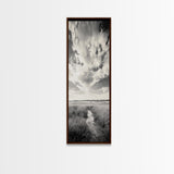 Marshland Pathway, Coastal Grassland Art, Nature Wall Decor, Calm Landscape Style, Framed Canvas Print, Neutral Tones Minimalist