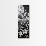 Ocean Flowers Art, Coastal Wildflower Print, Nature Boho Aesthetic, Beach House Wall Style, Framed Canvas Print, Moody Seaside Decor