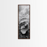 Shell Closeup, Ocean Texture, Natural Spiral, Minimalist Shell, Seashell Photography Framed Canvas Print, Coastal Kitchen Wall Art