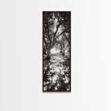 Tree Shadows, Woodland Light, Forest Stroll, Peaceful Canopy, Dappled Light Canvas Print, Cozy Living Room Wall Art, Autumn Decor