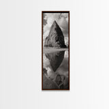 Monolith Reflection, Coastal Rock, Dramatic Seascape, Tidal Pool, Nature Inspired Framed Canvas Print, Modern Hallway Wall Art