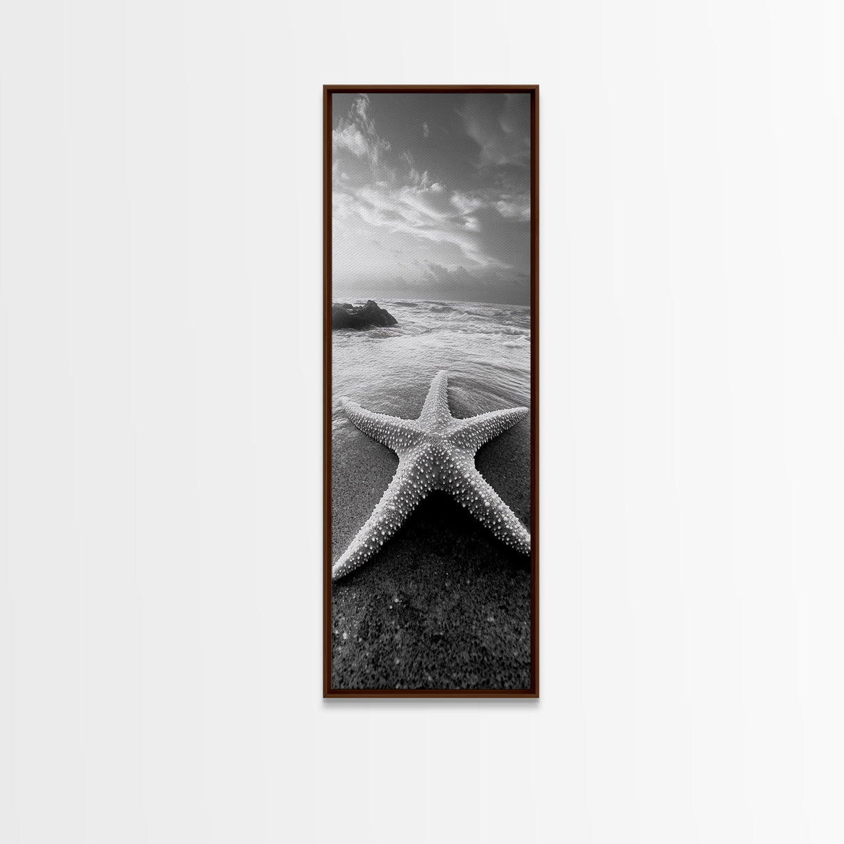 Ocean Star, Sea Life, Coastal Serenity, Marine Beauty Framed Canvas Print, Beach House Wall Art, Coastal Nautical Bathroom Decor