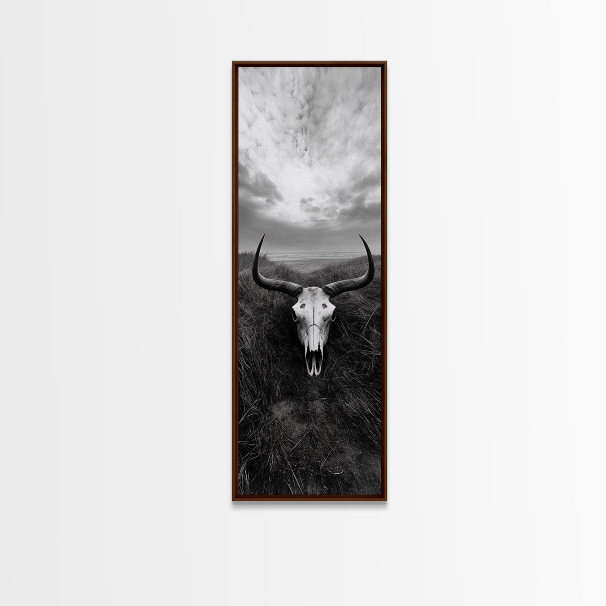 Skull Art, Wild West, Rustic Prairie, Nature Remains Framed Canvas Print, Farmhouse Wall Art, Cowboy Western Bedroom Decor, Office Wall Art