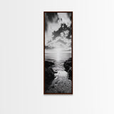Sunset Shore, Tranquil Waters, Coastal Cove, Golden Glow Canvas Print, Beach House Living Room Wall Art, Seaside Summer Decor