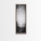 Horizon Glow, Ocean Sunset, Seaside Path, Tranquil Evening Framed Canvas Print, Nature Inspired Bedroom Wall Art, Zen Minimalist Decor