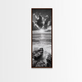 Rocky Sea, Glowing Horizon, Soft Waves, Twilight Sky, Canvas Print, Coastal Art, Living Room Wall Art, Seaside Modern Decor