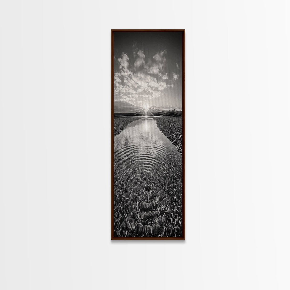 Rippling Water, Pebble Riverbed, Radiant Sunset, Peaceful Reflection, Canvas Print, Zen Art, Bathroom Wall Art, Nature Calm Decor