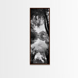 Tranquil Dock, Lake Stillness, Nature Reflection, Forest Retreat, Framed Canvas Print, Cabin Wall Art, Rustic Style, Bedroom Decor