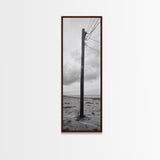 Utility Pole, Coastal Wires, Industrial Sky, Power Lines, Framed Canvas Print, Minimalist Photography, Loft Wall Art, Urban Decor