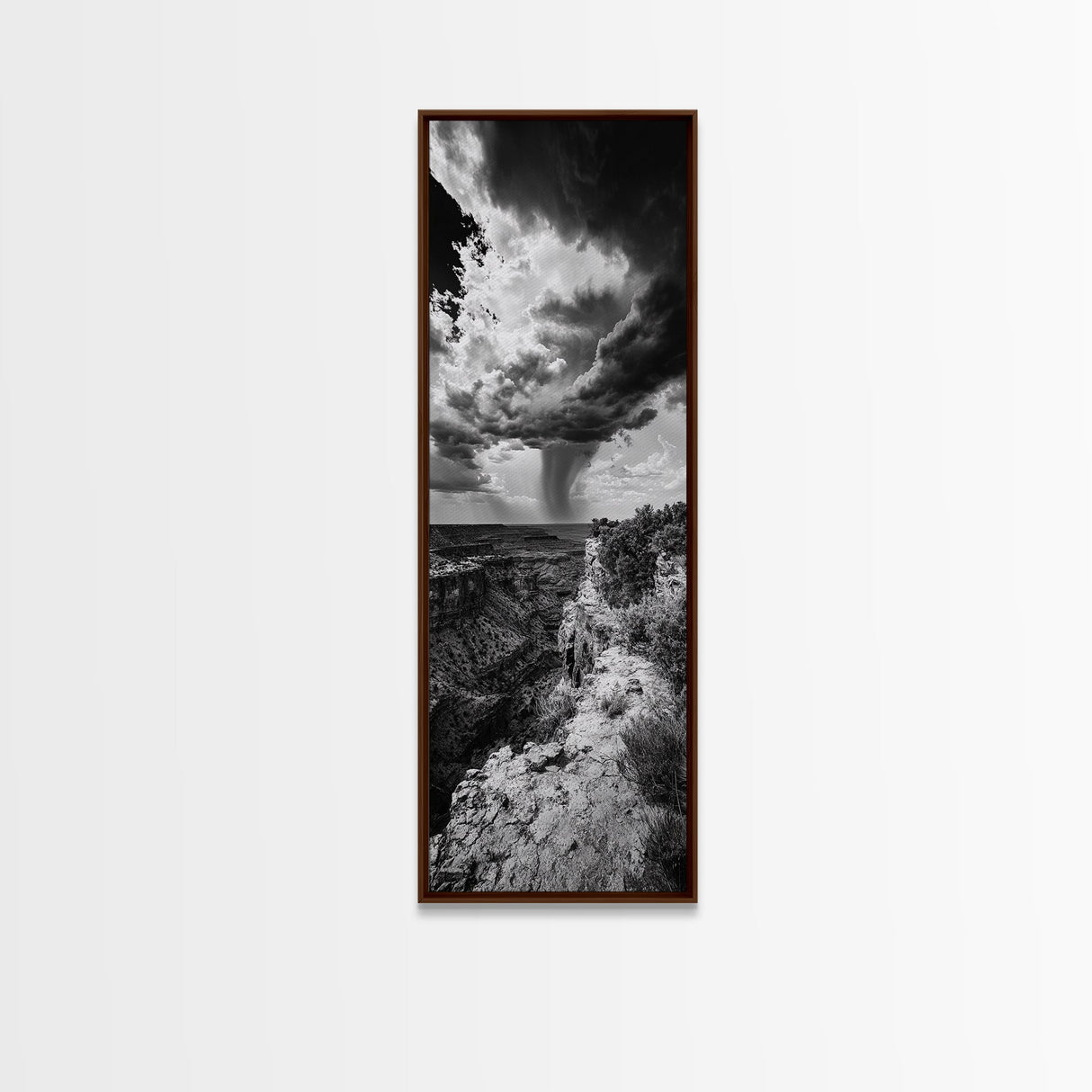 Storm Power, Canyon Rain, Desert Clouds, Monsoon Drama, Framed Canvas Print, Southwestern Wall Art, Moody Living Room Decor