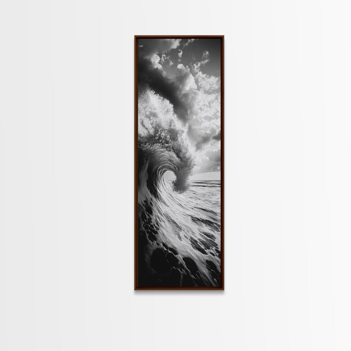 Ocean Wave, Curling Sea, Surfer's Dream, Powerful Water, Framed Canvas Print, Coastal Wall Art, Beach House Decor, Bold Seascape